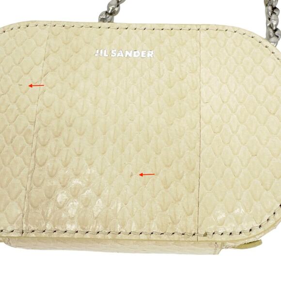 JIL SANDER Tradition Mini Snakeskin Chain Crossbody Bag in Ivory - Picture 6 of 12